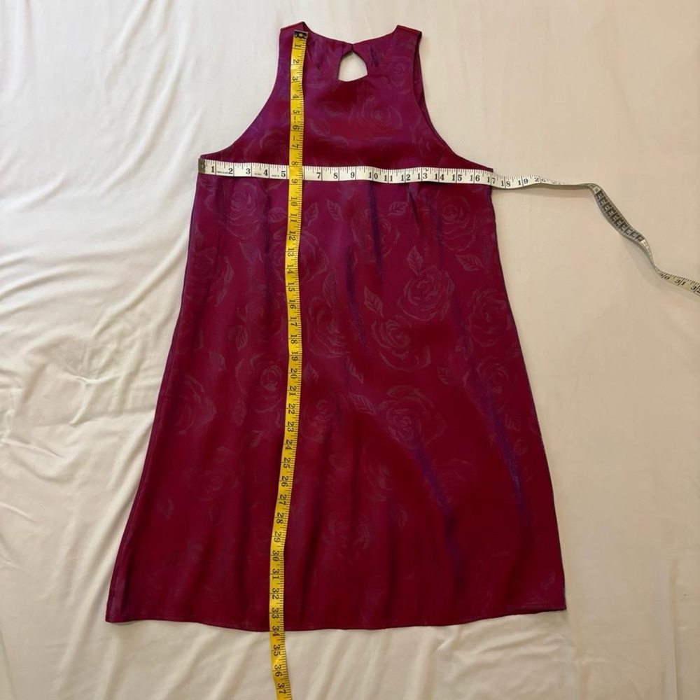 Pink and purple iridescent rose‎ print mini dress vintage Y2K shimmery XS/S - Picture 5 of 8
